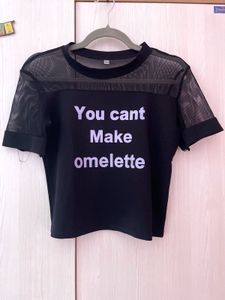 Black Graphic Mesh Top
