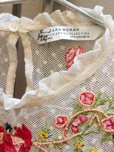 Floral Embroidered Top from ZARA
