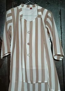 Striped Button-Down Tunic Top