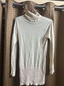 Cream Turtleneck Sweater dress