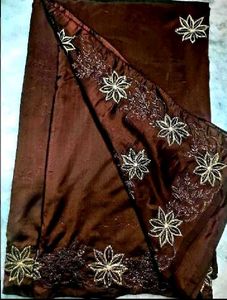 Pure crape silk saree Brown colour