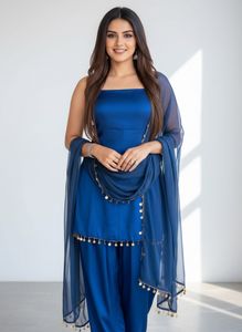 Blue kurti & dupatta bottom
