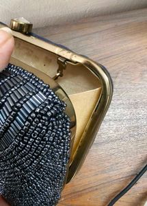 Grey Beaded Evening Clutch