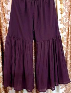 New Maroon Sharara Pant & Shawl