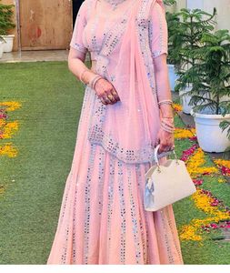 engagement Peach Lehenga Choli Set