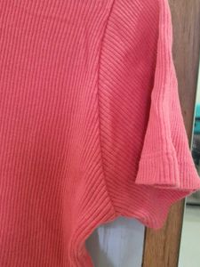 MAX Pink Coral Ribbed Cropped Top