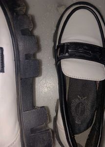 Chic White &amp; Black Loafers