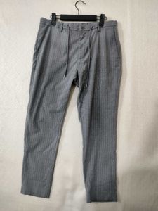 Men's Grey Pinstripe Drawstring Pants