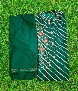 Elegant Green Kurta Set with handwork
