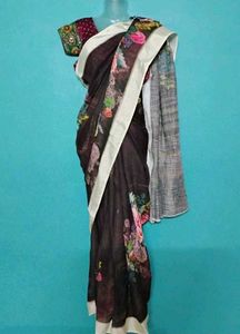 Brown lenin saree