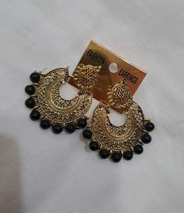 Boho Gypsy Earrings with Black Beads