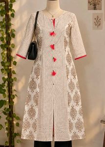 ❤️ Ruby Tassel Elegance Printed Kurti🌷