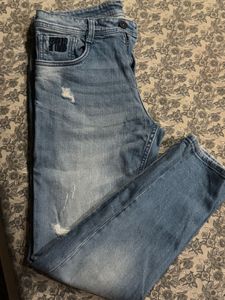 Stylish Distressed Blue Jeans