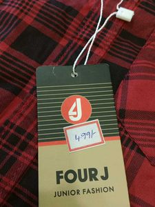 Red Plaid Button-Down Shirt