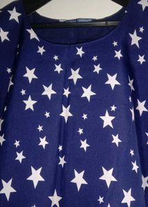 Blue Star Print Casual Top