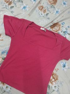 Chic Pink Square Neck Top