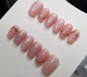 Elegant Pink Glitter Press-On Nails