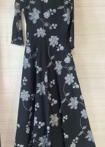 Elegant Black Floral Print Maxi Dress