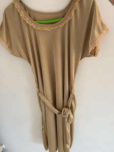 Elegant Gold Lace Trim Dress