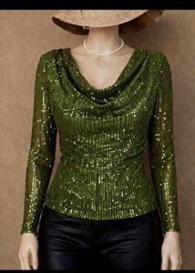 Sparkly Green Sequin Long Sleeve Top💚✨