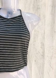 Striped Halter Neck Crop Top