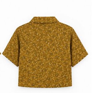 Mustard Floral Print Collared Top