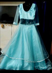 Sky Blue Embroidered Lehenga Choli