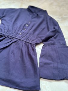 Elegant Navy Flare Sleeve Top