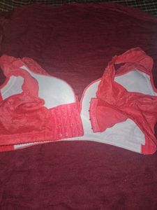 Coral Bra with Textured Detail