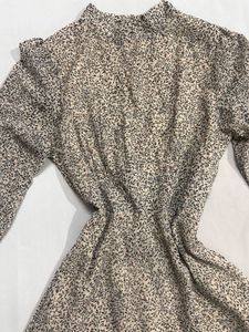 Elegant Sheer Leopard Print Midi Dress