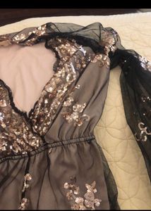 Sparkly Black & Rose Gold Sequin Dress Brand Bondi