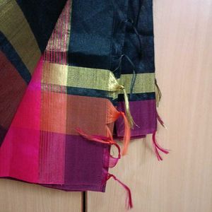 Elegant Black Saree with Gold Border