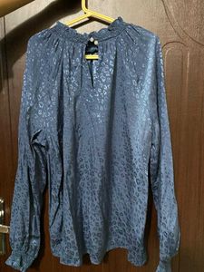 Elegant Blue Animal Print Top
