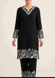 Maroon Embroidered Relaxed Fit Pajama Set