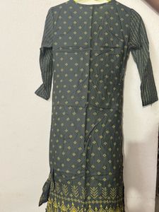 Stylish Grey Kurta with Yellow Print