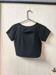 Chic Black Cut-Out Crop Top
