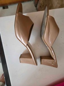 Stylish Beige Mules Heels