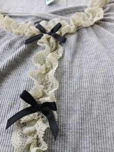 Gray Ruffle Trim Cardigan