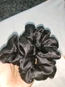 Elegant Black Satin Scrunchie