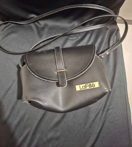 Chic Black Faux Leather Crossbody Bag