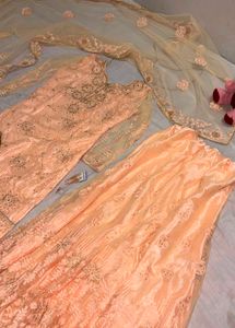 Elegant Peach Embroidered Kurta Set