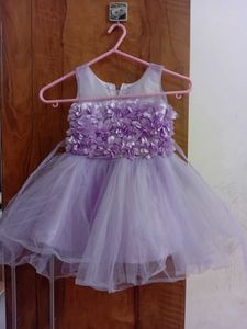 Adorable Lavender Tulle Dress with Floral Embellis