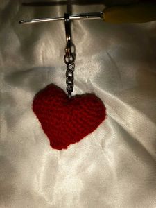 Red Heart Crochet Keychain
