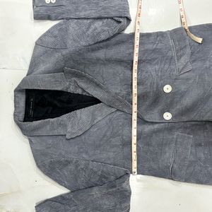 Zara Woman Grey Corduroy Double-Breasted Blazer