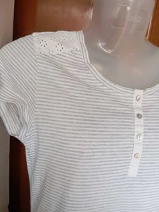 M&amp;S Striped Henley T-Shirt Dress
