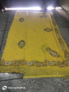 Vibrant Yellow Embellished Saree special offer 🎉