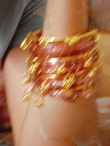 Elegant Glass Bangles with Golden Accents