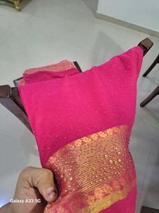 Elegant Pink Embellished Saree