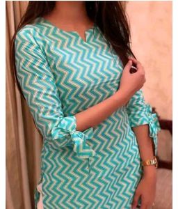 Chic Mint Green Chevron Kurta