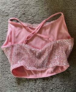 Sparkly Pink Sequin Crop Top